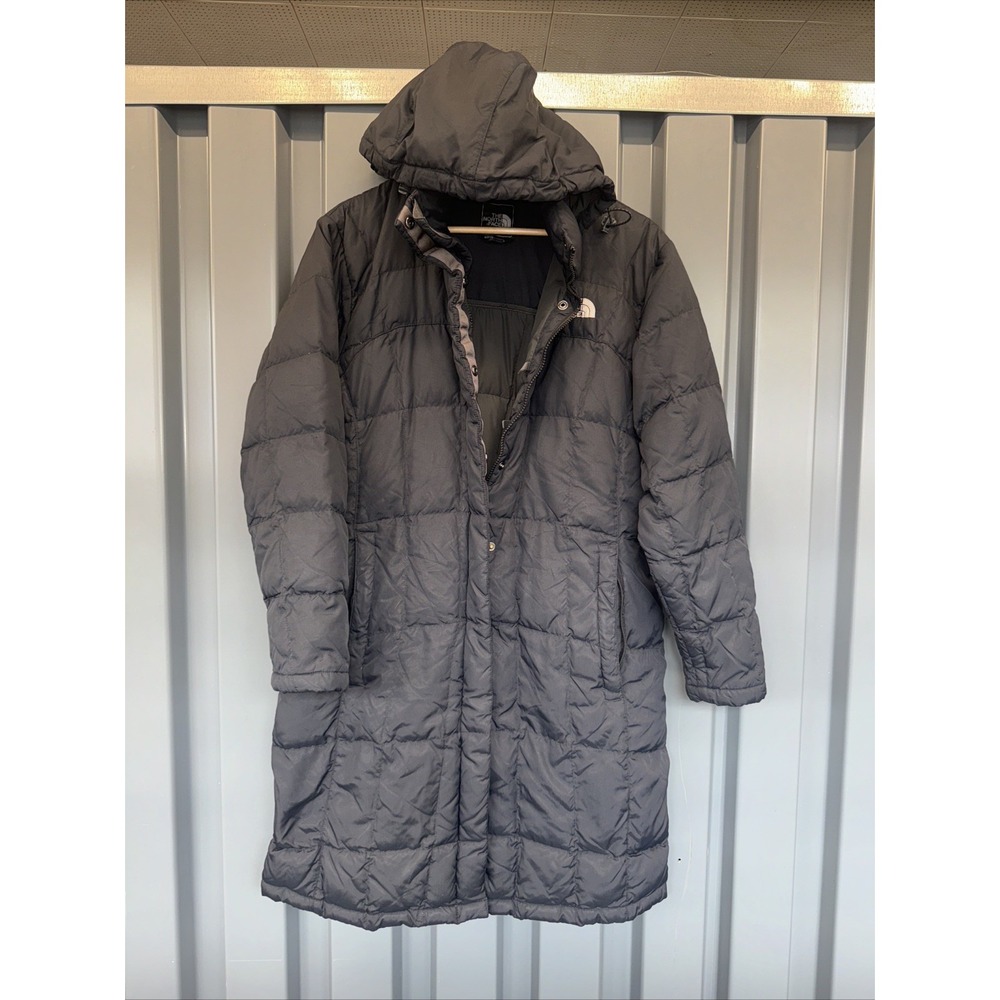 The North Face 600 Down Metropolis Puffer Parka Jacket Black Hooded Womens Sz L